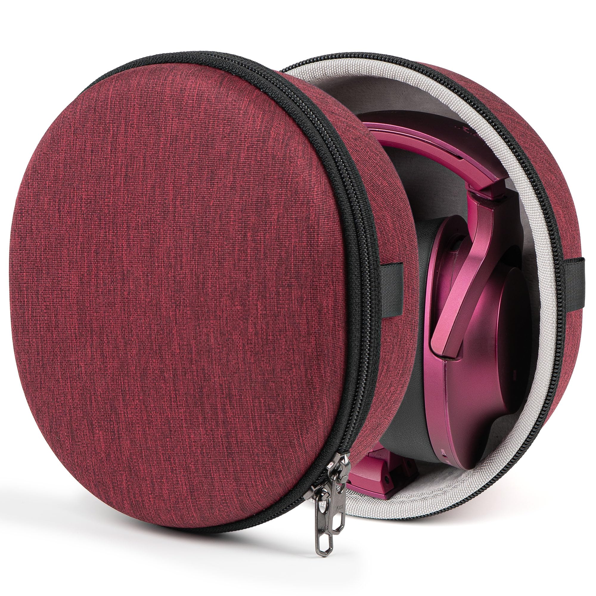 Geekria Shield Headphones Case Compatible with Sony WH-XB900N/H910N/H900N/1000XM6/1000XM4 and More, Replacement Hard Shell Travel Carrying Bag with Cable Storage (Deep Red)