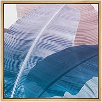 SIGNWIN Framed Canvas Wall Art Pink, Violet, Purple and Blue Banana Leaves Botanical Plants Digital Art Modern Art Tropical Closeup Colorful for Living Room, Bedroom, Office - 16x16 inches