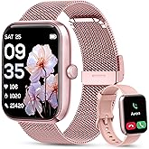 KALINCO Smart Watch Women [2 Bands, 44mm case] 1.83" Alexa Fitness Tracker, Heart Rate, Sleep, Stress Monitor, IP68 Waterproof Smartwatch, Make/Answer Calls, Compatible with iPhone & Android Phones