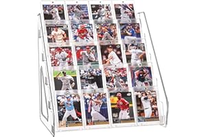 CELSOL Elevated 5 Tier Clear Acrylic Card Display Stand for Trading Cards, Sports Cards, Greeting Cards, Stickers – Slanted Holder for PSA Slabs, Vendors, Collectors & Retail (5 Tier 1 Pack)