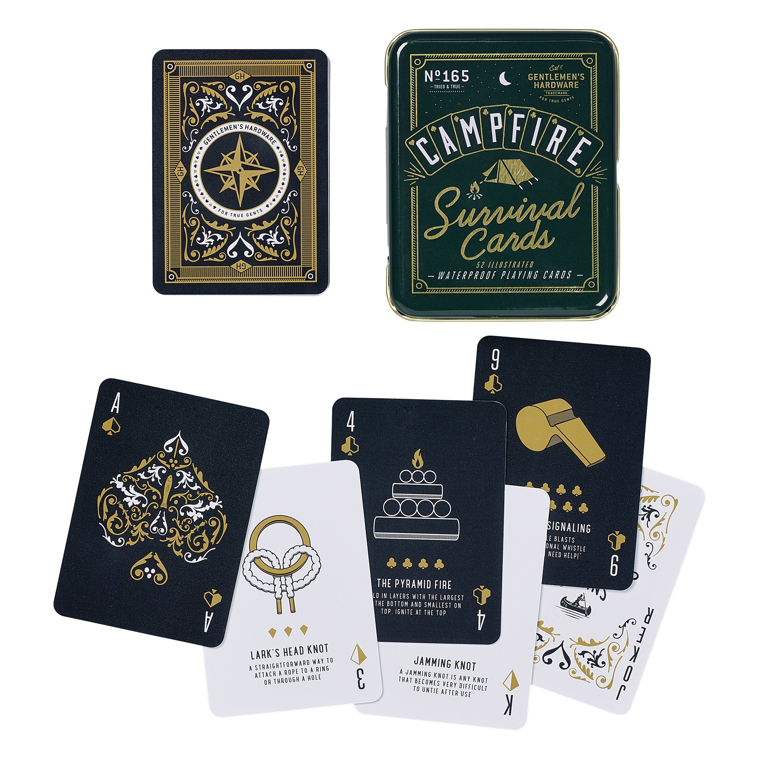 Gentlemen's Hardware Campfire Waterproof Survival Playing Cards - Perfect for gifting as comes in attractive travel tin.