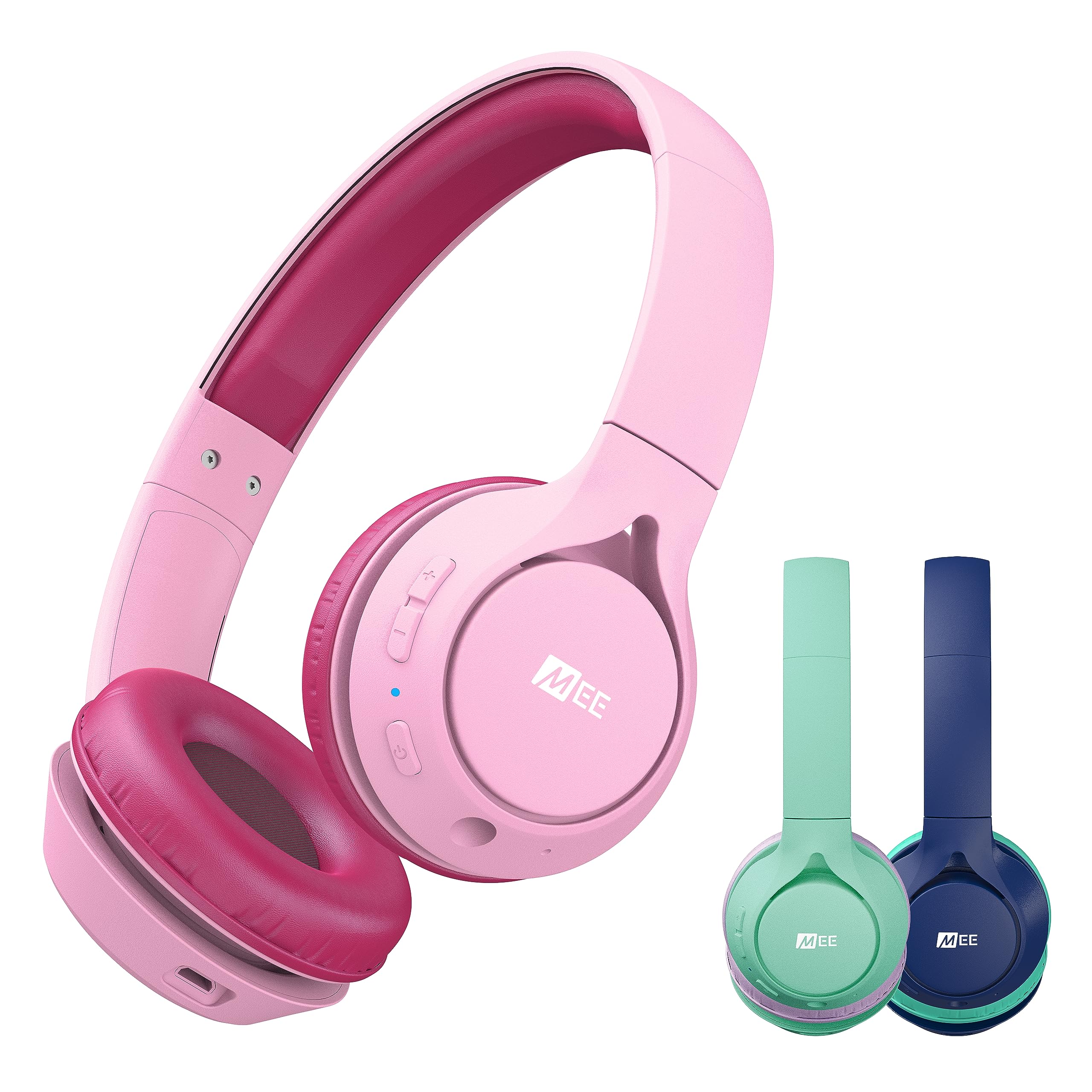 MEE audio KidJamz KJ45BT Children's Safe Listening Bluetooth Wireless Headphones with Volume Limiter & Microphone, Adjustable On-Ear Kids Headset for Online Learning/School/Travel/Tablet, Pink/Magenta — image 1