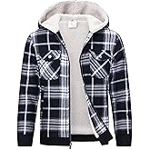 MoFiz Boys Fleece Jackets Lined Sherpa Cotton Plaid Coat Hoodie Winter Warm Full Zip Jacket for Kids