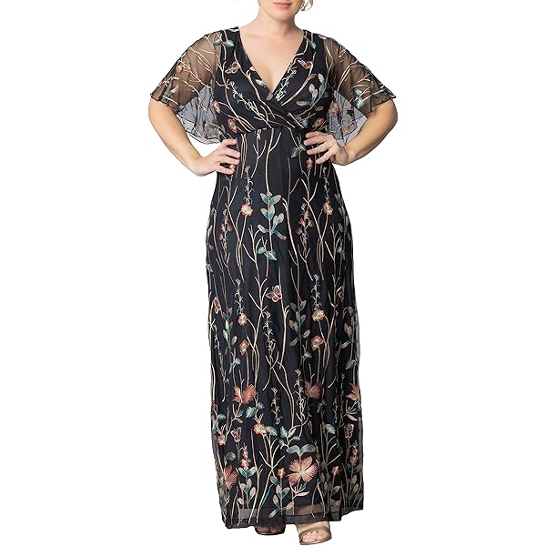 slim fit dress slacks Kiyonna Women's Plus Size Vienna Kimono Sleeve Long Maxi Dress main image 1