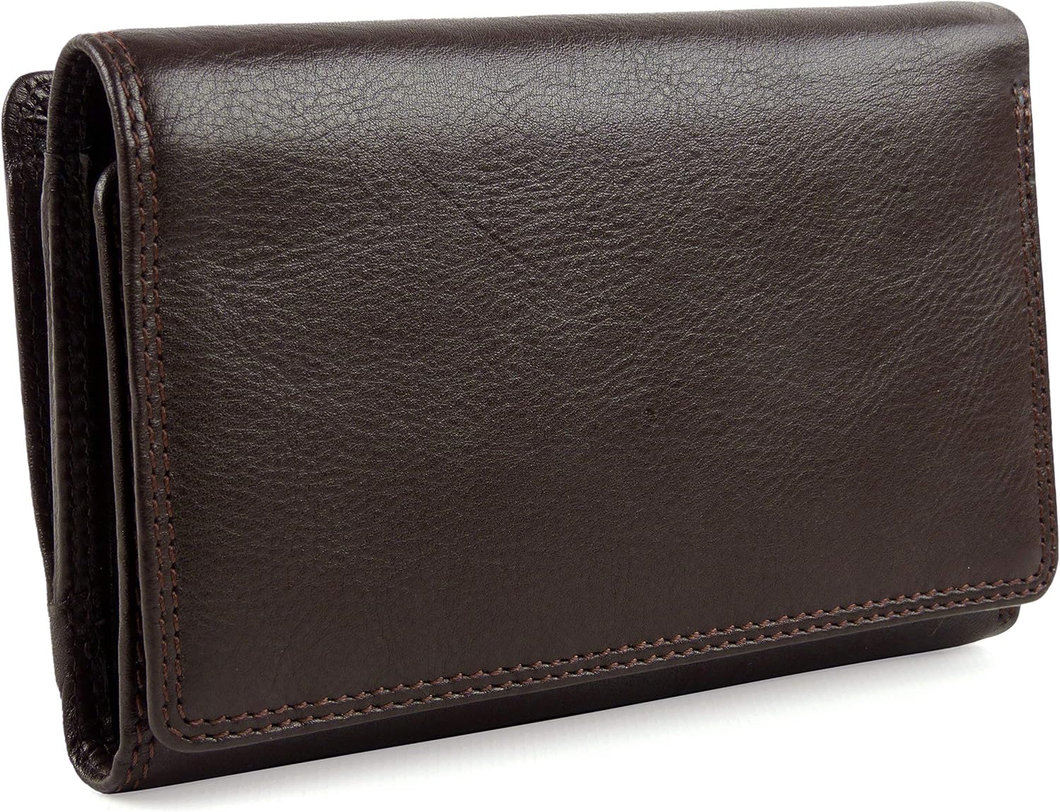 Ladies Leather Medium Flap Over Purse/Wallet by Visconti Heritage Gift Boxed (Chocolate)