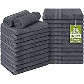 Utopia Towels Cotton Bleach Proof Salon Towel 16 by 27 inches, Bleach Safe Gym 100% Cotton Hand Towel, 24 Pack, Dark Grey