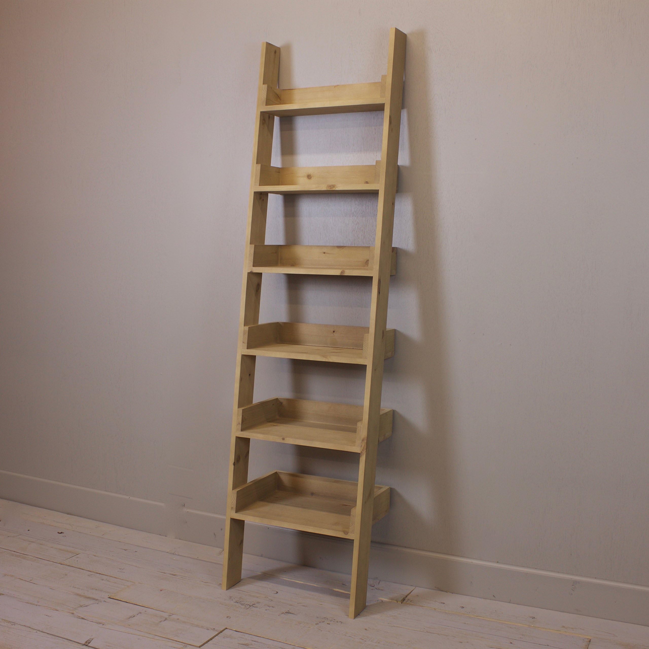 Ladder Bookcase, Shelf, Rack (Antique Pine)