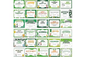 EYxsaxenk Soccer Achievement Award Certificates - 60Pcs End of Season Soccer Team Sport Game Ceremony Award Paper Achievement Certificate for Kids School Student Reward Teacher Class Motivation Supply