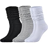 JORMATT Women Slouch Socks Thick Boot Socks Soft Extra Long Knee High Scrunch Socks Size 5-10