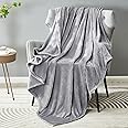DREAMNINE Soft Plush Cute Fleece Throw Blanket for Couch Sofa 50" x 60", Decorative Solid Gray Lightweight Velvet Blanket for Chair,Cozy Accent Shaggy Minky Fuzzy Flannel Blanket for Bedroom Dorm,Grey