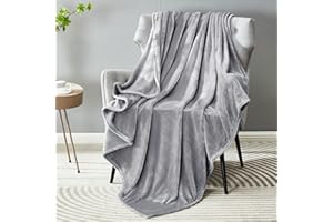 DREAMNINE Extra Soft Plush Fleece Throw Blanket for Couch Sofa 50" x 60", Decorative Solid Lightweight Velvet Blanket for Chair, Cozy Accent Shaggy Minky Fuzzy Flannel Blanket for Bedroom Dorm, Grey