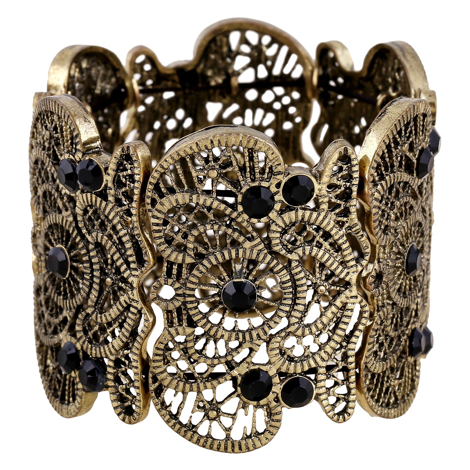 D EXCEED Womens Bohemian Lace Bracelet Vintage Filigree Cuff Bangle