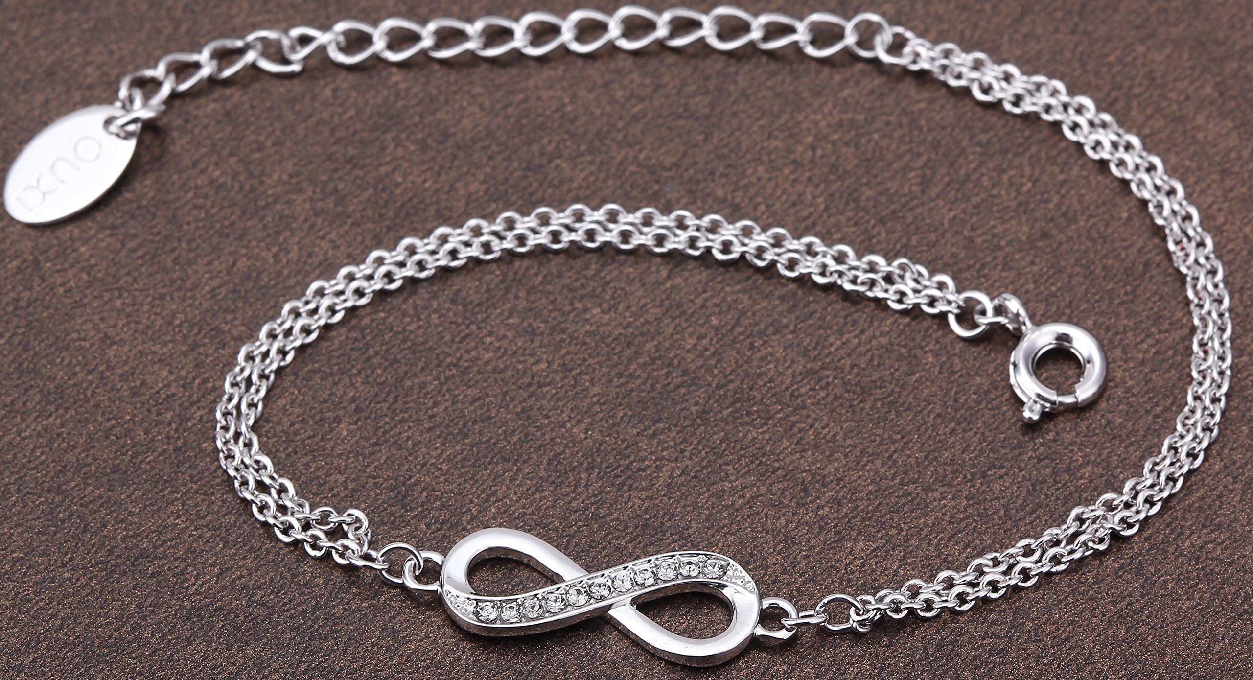 OUXI Platinum Plated Infinity Love Bracelet Simple Bangle with Cubic Zirconia Diamond