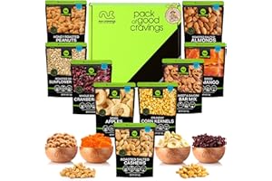 NUT CRAVINGS Fathers Day Gourmet Dad Treats - Dried Fruit & Mixed Nuts Basket in Green Box (9 Assortments of 4 oz, 2.25 lb) Food Arrangement, Healthy Snack Care Package, Kosher