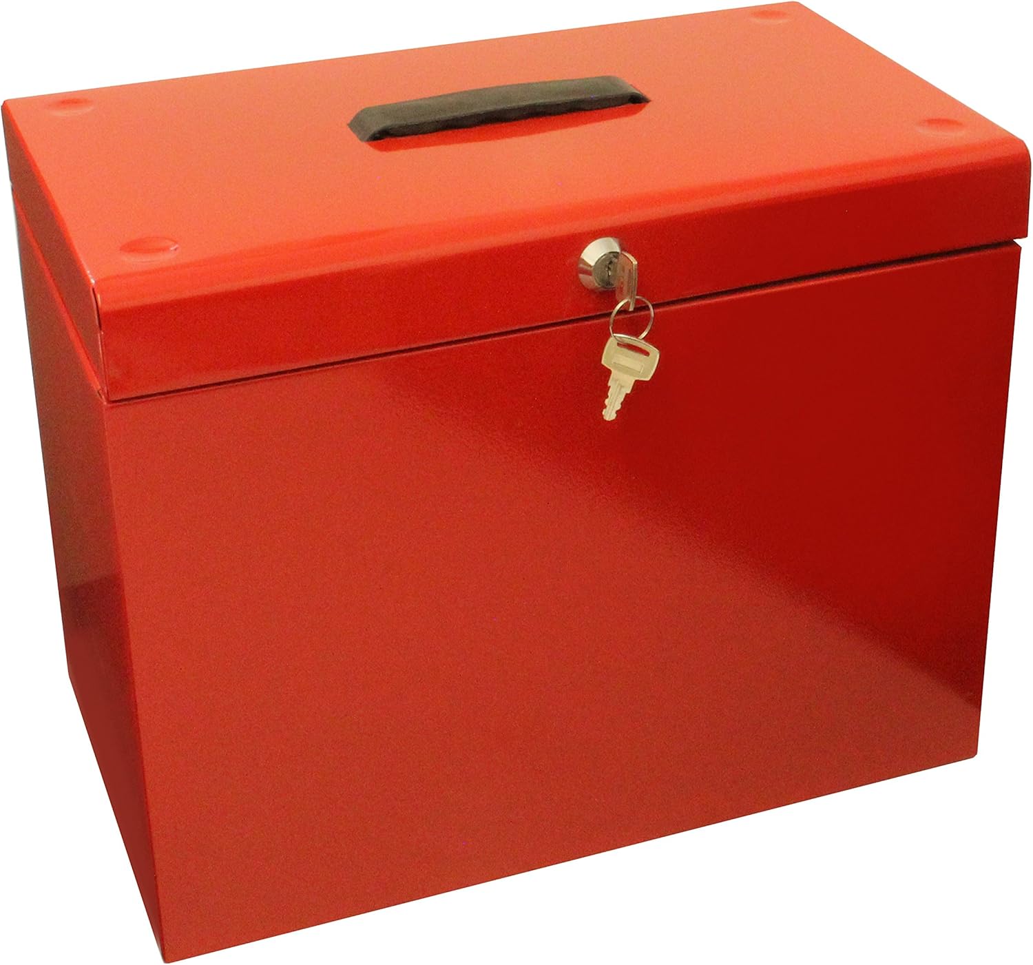 Caja archivadora de metal, tamaño A4, color rojo: Amazon.es: Oficina y papelería