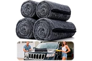 AIDOCLIP 4PCS Car Drying Towel Microfiber Detailing Kit - 36x24 in Car Towels Cleaning Supplies, Reusable Shammy Quick Dry Cloth for Carwash, for Auto, Boat, RV, Garage & Home, Scratch-Safe Absorbent Cleaning