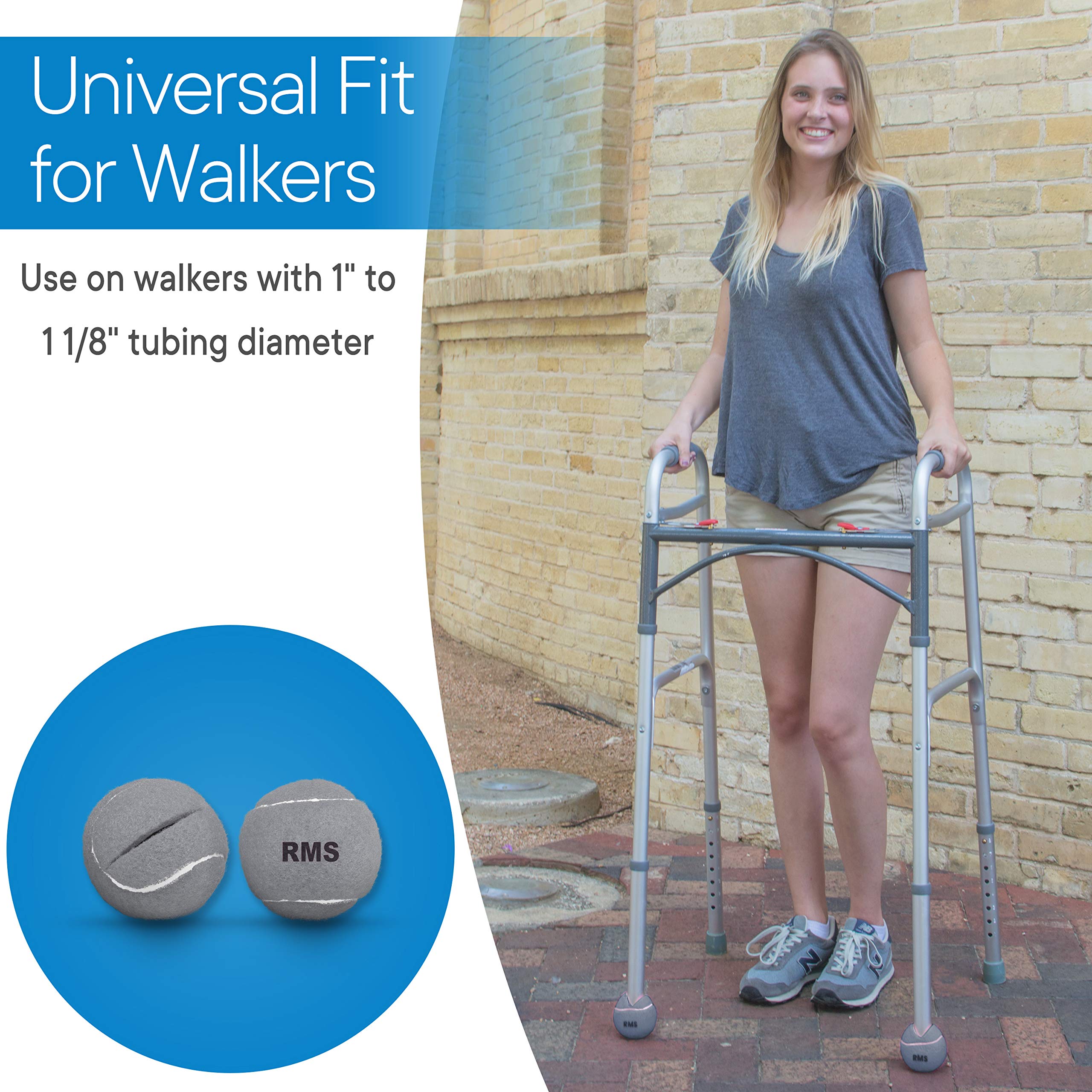 RMS Walker Glide Balls - A Set of 4 Balls with Precut Opening for Easy Installation, Fit Most Walkers (Grey)