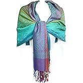 KMystic Colorful Rave Paisley and Flower Pashmina Scarf Shawl Wrap