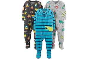 Simple Joys by Carter's Toddlers and Baby Boys' Loose-Fit Polyester Jersey Footed Pajamas, Pack of 3