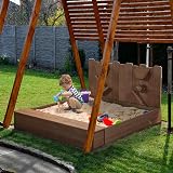Yaheetech 134 cm x 112.5 cm Wooden Outdoor Sandbox for Kids 3-8 view 2