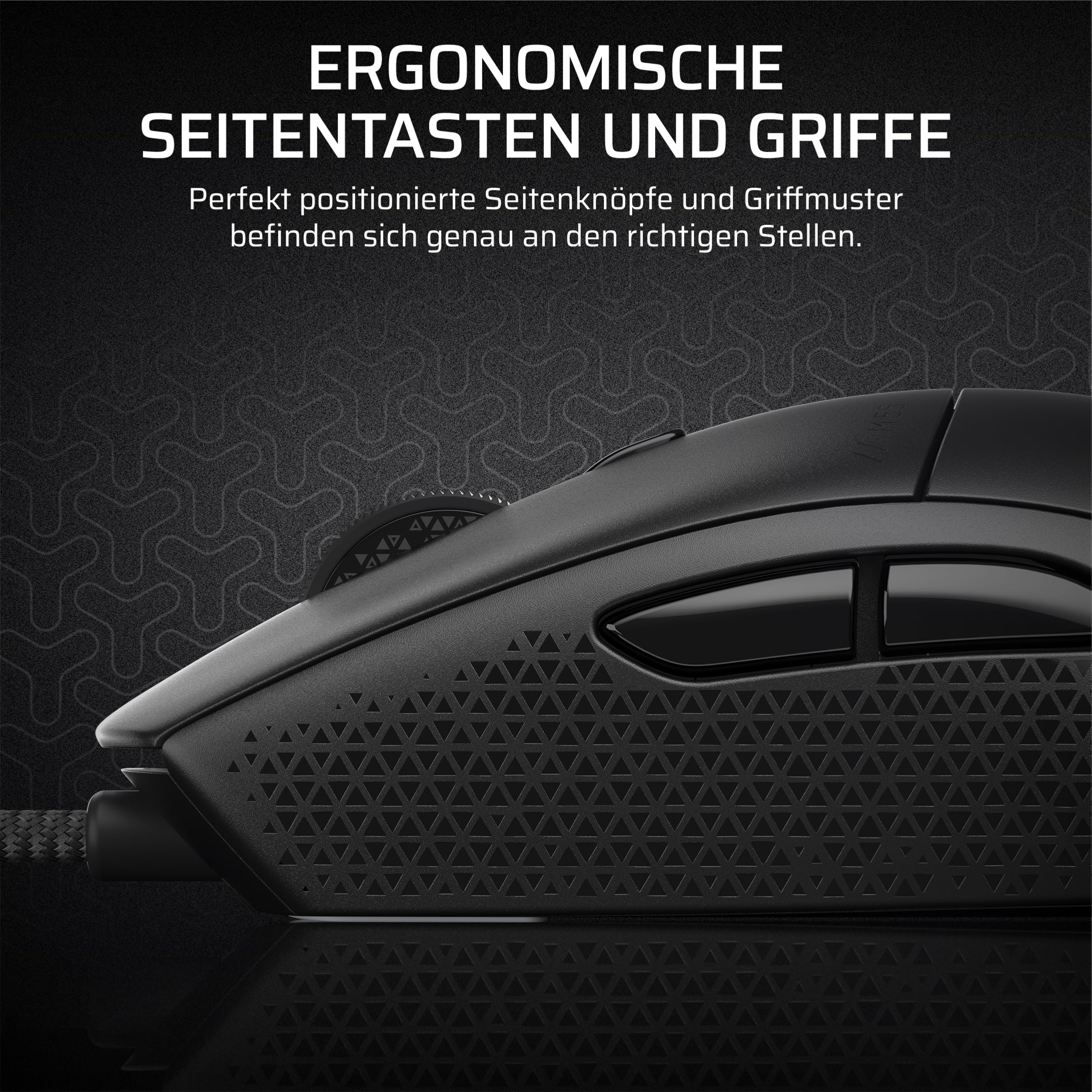 Corsair M55 Leichte FPS-Gaming-Maus mit Kabel – 16.000 DPI – Sechs Programmierbare Schaltflächen – Texturierte Seitengriffe – Schwarz 6