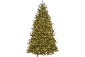 National Tree Company Pre-Lit Artificial Full Christmas Tree, Green, Dunhill Fir, White Lights, Includes Stand, 7.5 Feet