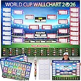 Word Cup Schedule Poster 2026 & Final Round 48-Team Collection Showcase,2Pcs Functional Folded Poster&Handwritten Watercolor Pen,Football Tournament Schedule and Team Info Chart Gifts for Soccer Fans