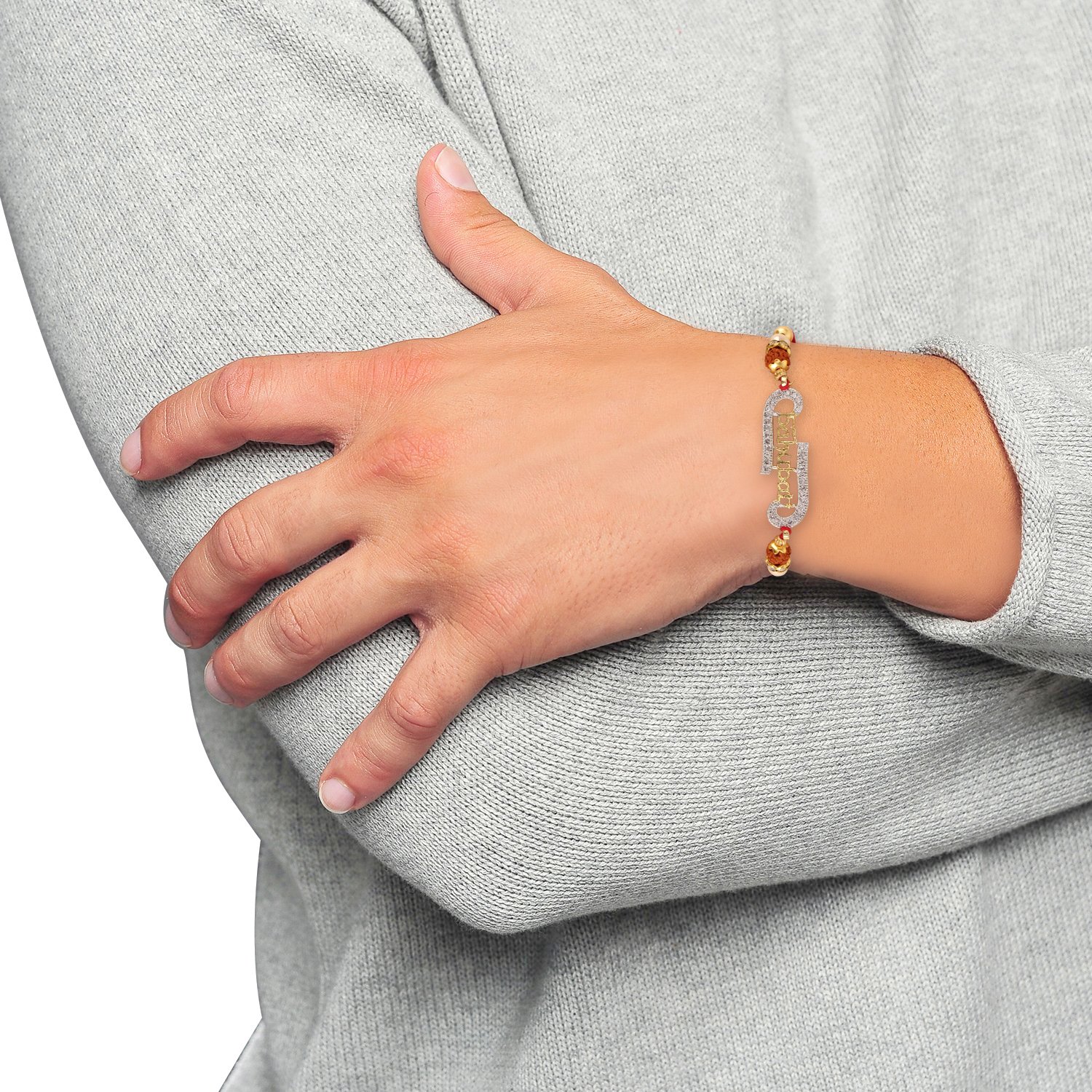 arendelle officially licensed baahubali (raksha sutra) studded with american diamonds [bbr02] unisex rakhi