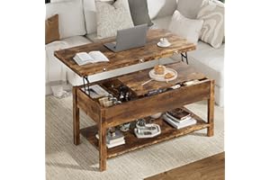 FABATO Lift Top Coffee Table, 4-in-1 Multi-Function Tea Table with Hidden Storage, Coffee Table Converts to Dinning Table, Ce