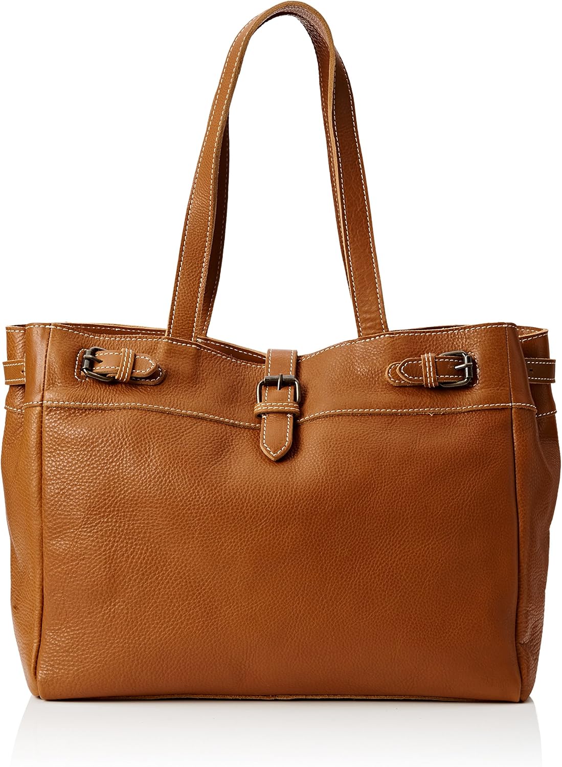 Fat Face Women's Three Buckle Leather Tote Lingerie Bag, Brown (Tan