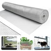 Rilth Aluminum Window Screen Mesh Roll, 48 in x 100 ft, 18x16 Mesh, 0.22mm | Replacement aluminum screen mesh for windows, doors, porches and pool enclosures; easy to cut and install,Silver Finish