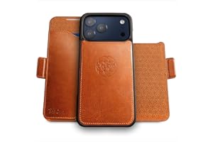 Dreem for iPhone 17 Pro Max Case Wallet, Revolutionary Phone Stand, Vegan Leather, MagSafe-Fit, Magnetic Detachable Flip Cover, RFID Blocking Card Holder, Gift-Box [Fibonacci:Caramel]