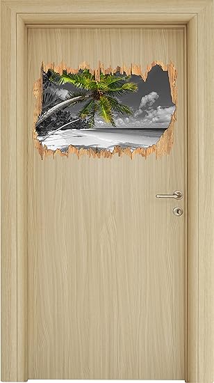 Riesige Palem Uber Strand Schwarz Weiss Holzdurchbruch Im 3d Look