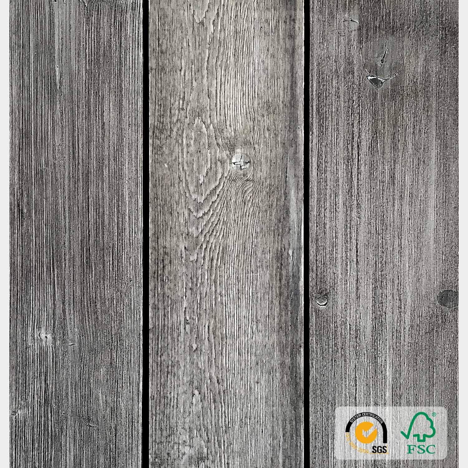 Reclaimed Peel and Stick Wood Planks for Walls, Accent Wall Panels Weathered Rustic Interior Decor (12.4 Sq Ft - 5" Wide, Athens - Nature Brush)