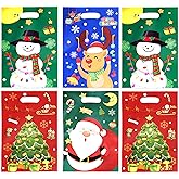 iefoah 100Pcs Christmas Treat Bags Christmas Candy Goodies Snacks Bags Bulk Plastic Gift Bags 6.5'' x 9.8'' Party Favor Bag