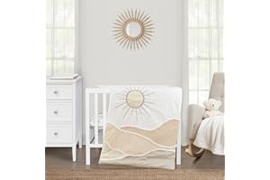 Sweet Jojo Designs Boho Desert Sun Taupe Boy Girl Gender Neutral Unisex Baby Mini Crib Bedding Set Infant Nursery Room Newborn Blanket Portable Pack n Play Sheets 3pc Beige Ivory Bohemian Sun Mountain
