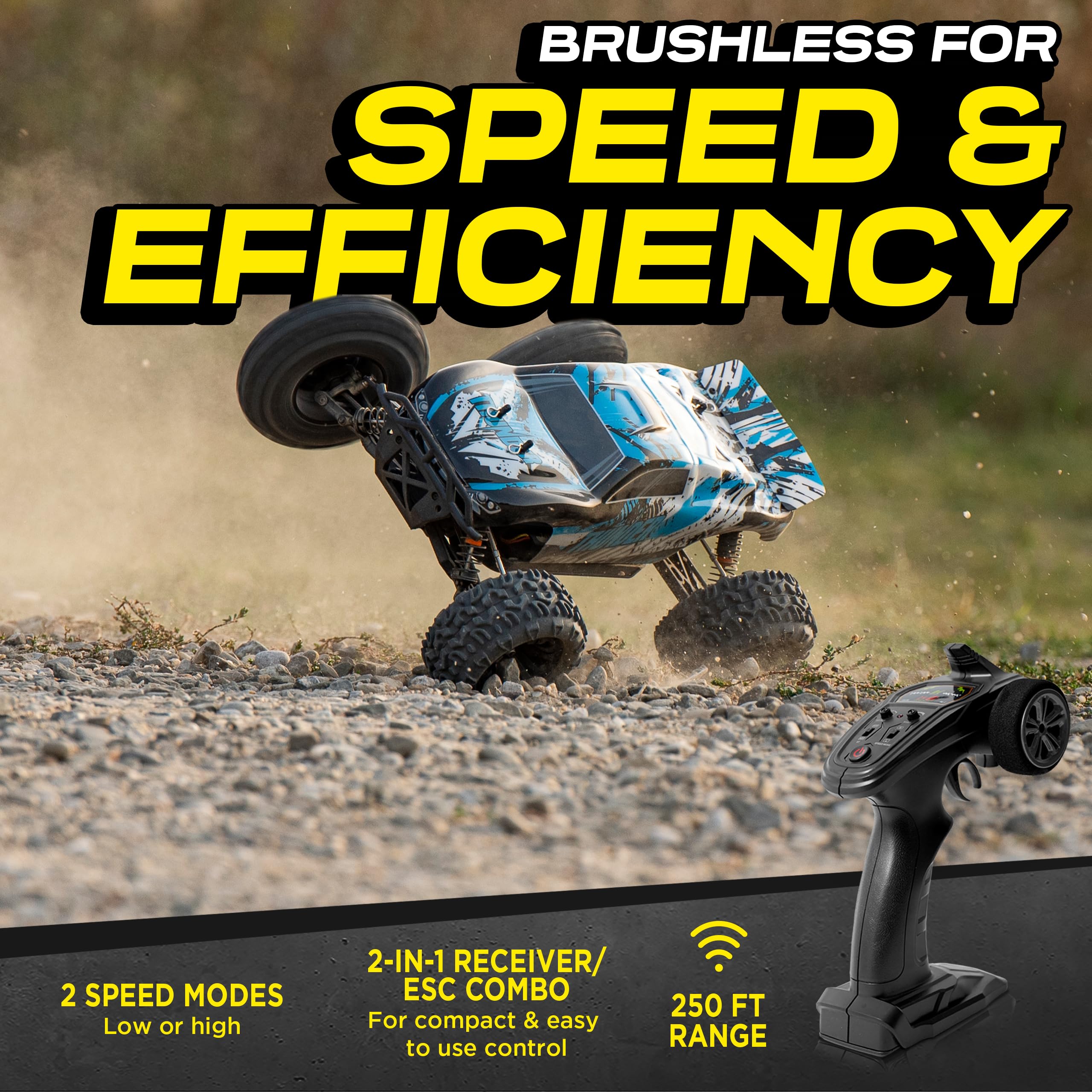 1:10 Scale Brushless RC Cars 65 km/h Speed - Boys Remote Control Car 4x4 Off Road Monster Truck Electric - All Terrain Waterproof Toys for Kids and Adults -2 Body Shell + Connector for 30+ Mins Play
