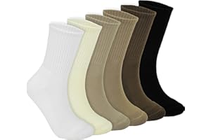 BomKinta Women Crew Socks - Casual Cotton Calf Socks - Soft Comfort Sock for Daily Wear 6 Pairs Size 5-10