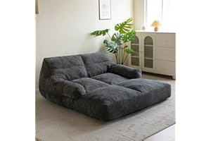 HIGOGOGO Giant Human Dog Sofa Bed, Extended Large Comfy Floor Couch for Pet Families, Corded Fabric Orthopedic Dog Bed for Human with Supportive Foam & Anti-Slip Bottom, XXXL Size, Dark Grey