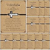 Aurelema Volleyball Soccer Football Softball Baseball Basketball Bracelets Gifts Adjustable Cross Charm Bracelets Party Favor Team Gifts with Inspirational Card for Player Group