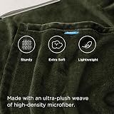 Bedsure Fleece Blanket 220x240 Olive Green 100% Microfiber Soft Throw view 3