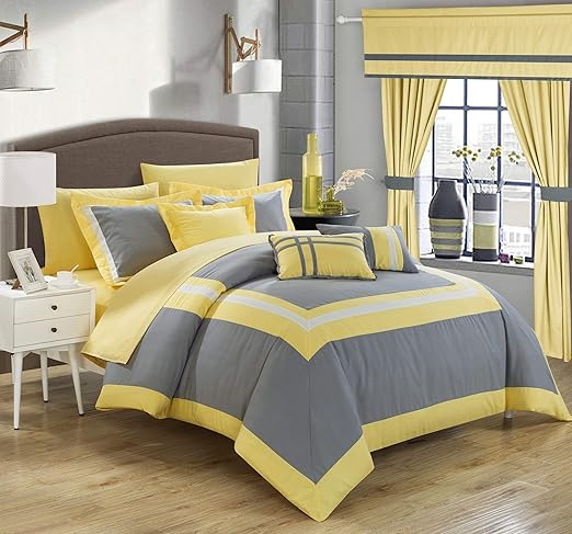 Amazon Com Chic Home Ritz 20 Piece Comforter Set Color Block Bed
