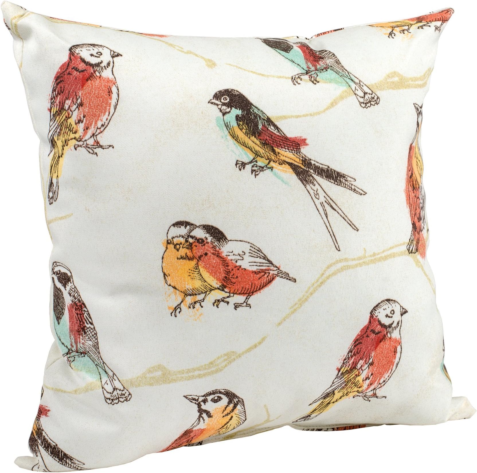 Perch Jubiliee Sketch Robin Birds Print 16 x 16 Indoor Outdoor Throw Pillow