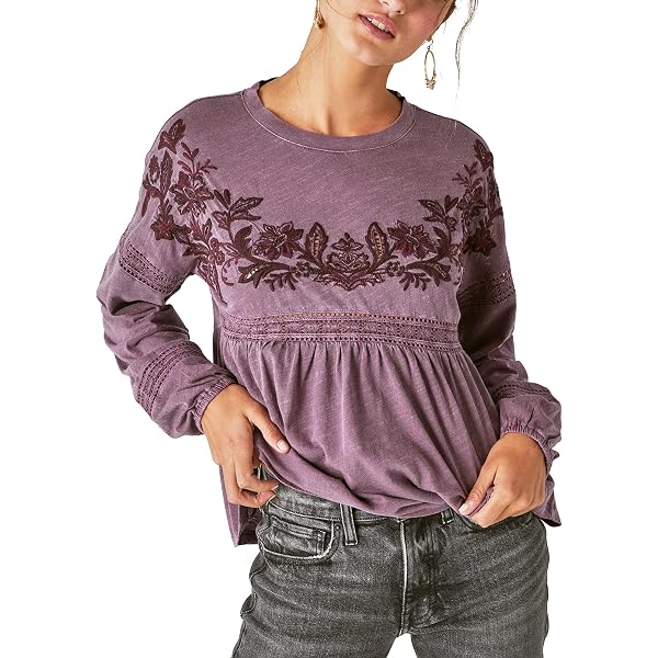 lucky brand embroidered yoke top