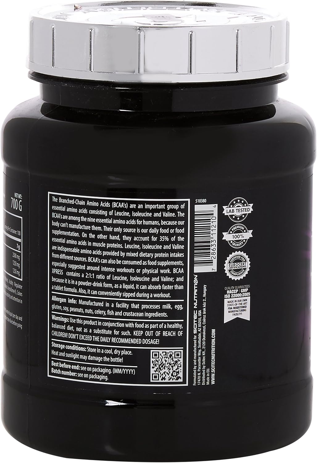 Scitec Nutrition BCAA Xpress, Sugar, Gluten & Lactose-Free, 5g Pure BCAA, Muscle Recovery & Growth, 2:1:1 Amino Acid Ratio - Image 3