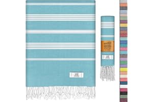 EPHESUS TOWELS Turkish Beach Towel - 38x70 inch Oversized - Sultan Design - Turkish Towel for Beach, Bath, Pool, Gym, Yoga - Prewashed, Lightweight, Quick Dry (Turquoise)