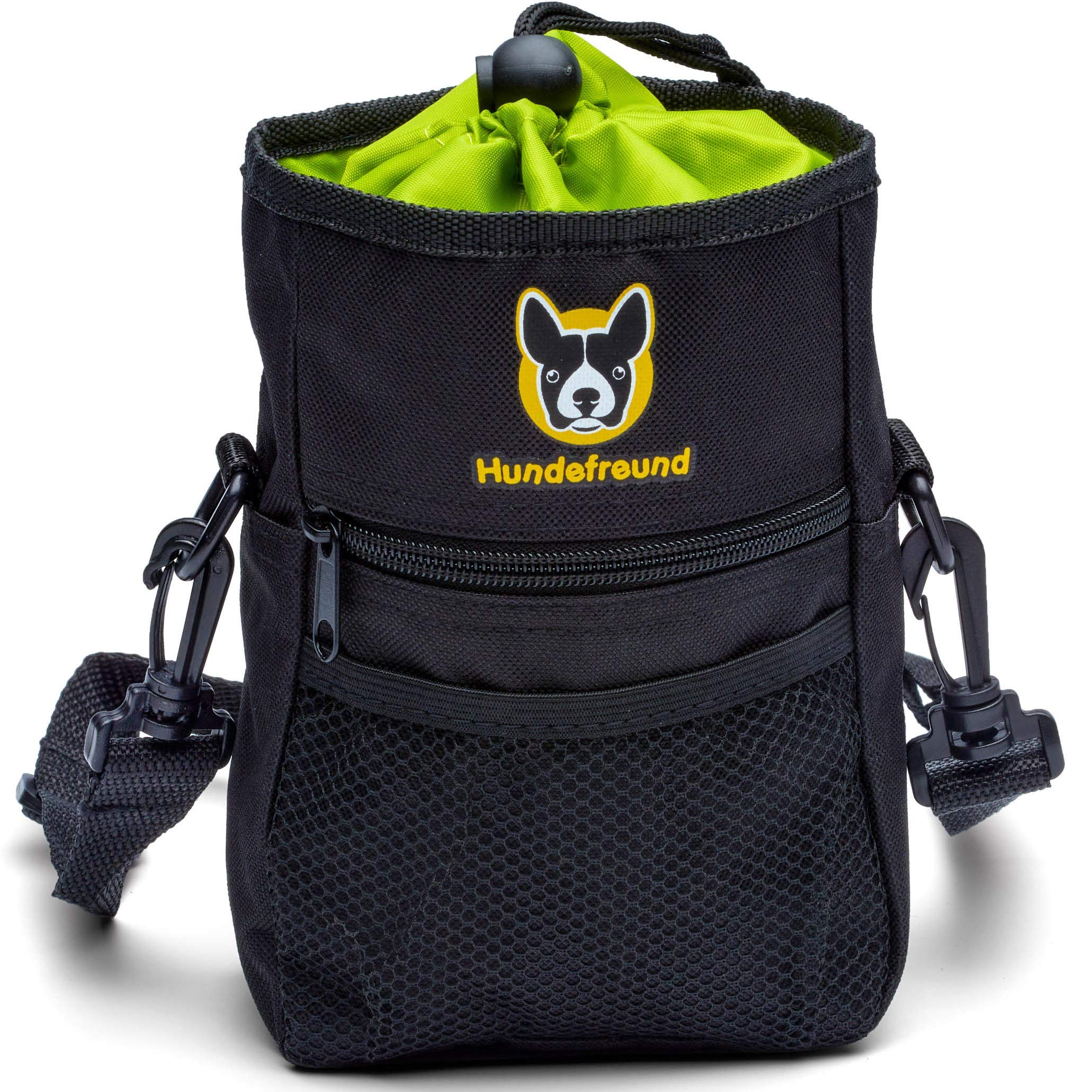 Hundefreund Dog Treat Bag | 4 in 1 with Waist Strap, Belt Clip, Belt Straps and Shoulder Strap | 4 Compartments