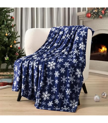 Elegant Comfort Christmas Fleece Blanket - 50x60 Inch, Velvet Soft, Holiday Print, Machine Washable