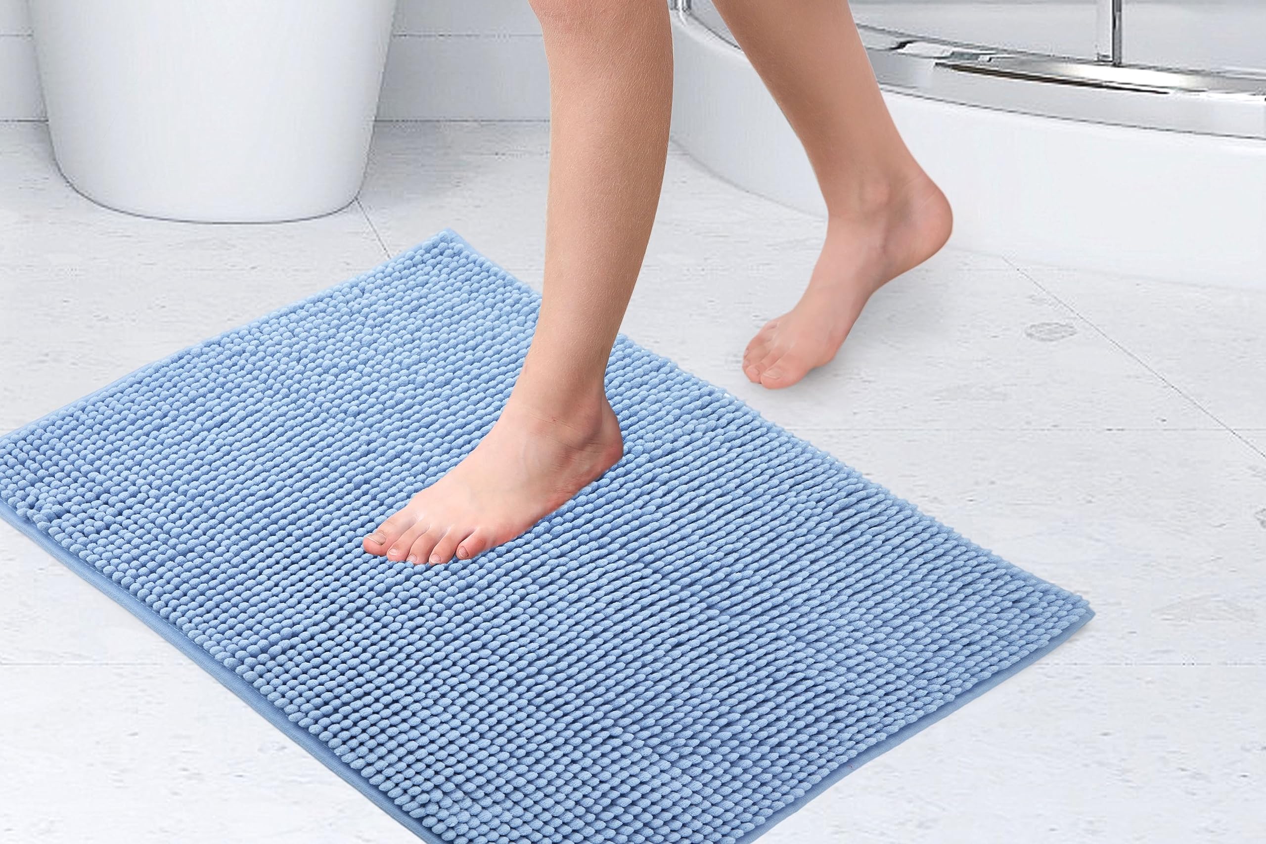 Emma Barclay Noodle Soft Touch Non-Slip Bathroom Rug in Blue - Shower Mat 40x60cm — image 1