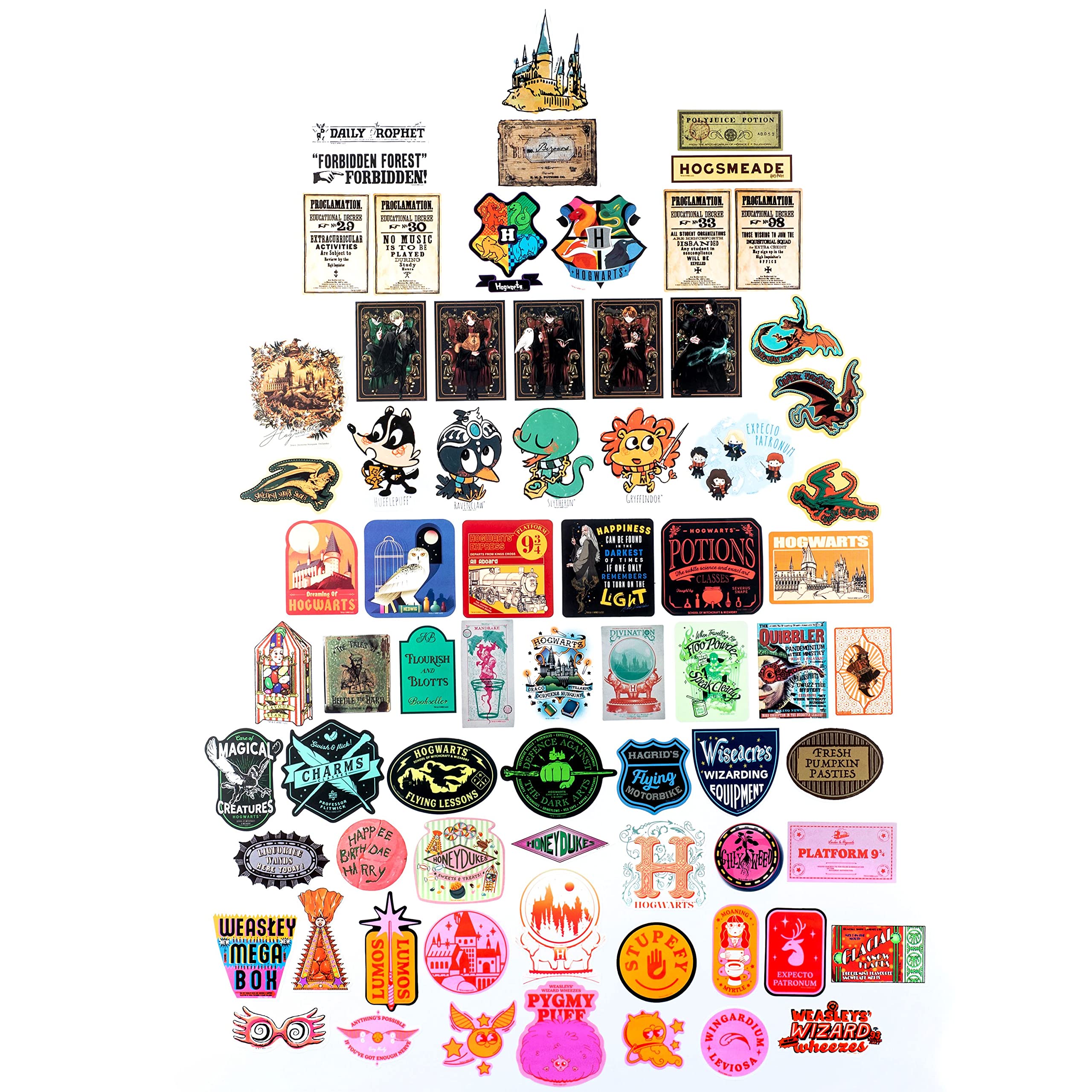 Conquest Journals Harry Potter Jumbo Variety Sticker Pack, 150 Unique Stickers Including 10 Hologram Stickers, Waterproof, UV and Scratch Resistant, Officially Licensed